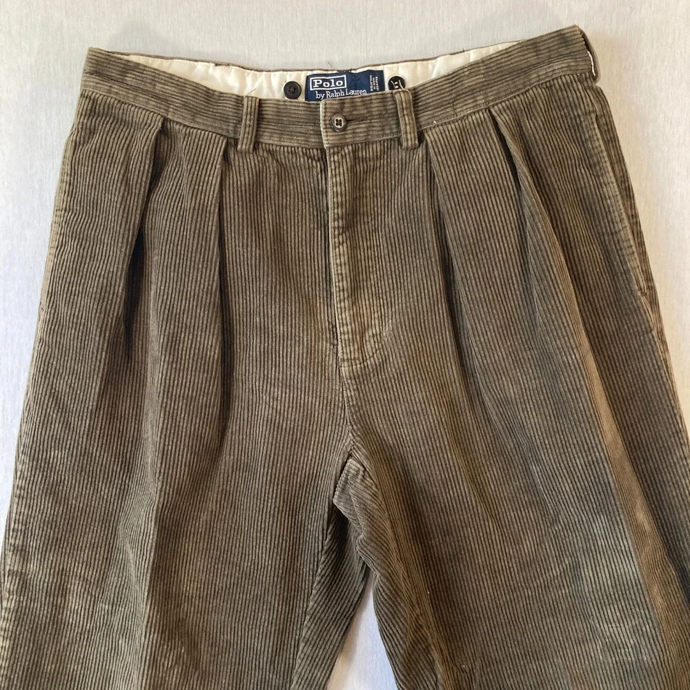 VTG Polo Ralph Lauren Andrew Pant CORDUROY Men 36x34 (Fit 33x28) Brown Preppy